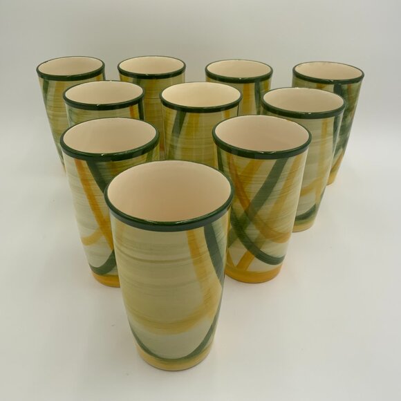 Set of 10 Vintage Vernonware Gingham Tumblers Glasses Vernon Kilns - Picture 3 of 8